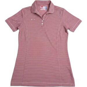 Chick-fil-A Oobe Hydrochill Red White Striped Polo Shirt Womens Small S Work Top